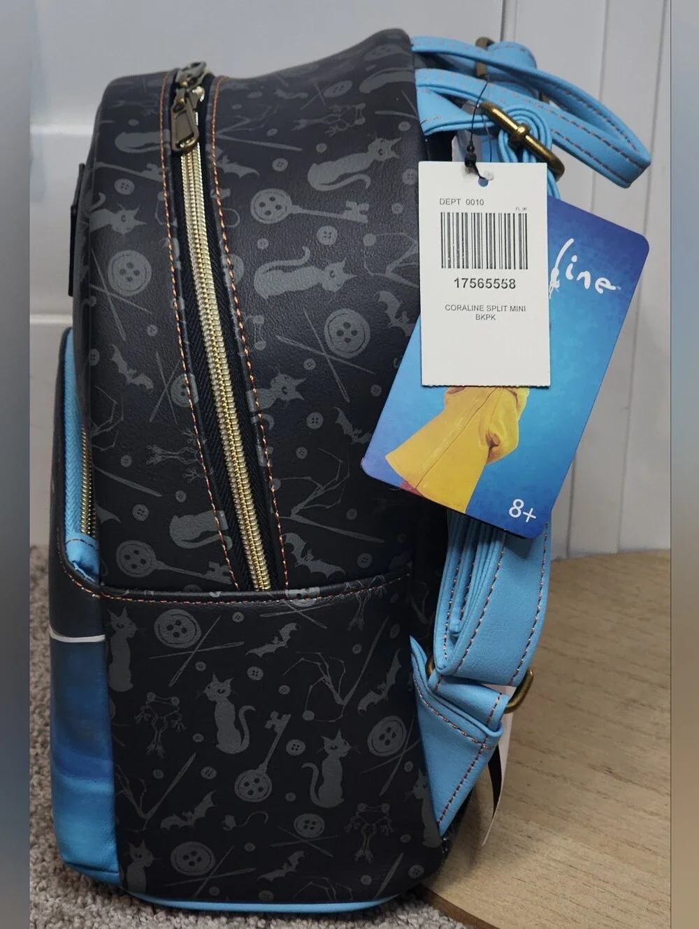 New Loungefly Coraline Split Mini Backpack, Fleece Blanket, Magnet & 2 Pins Lot